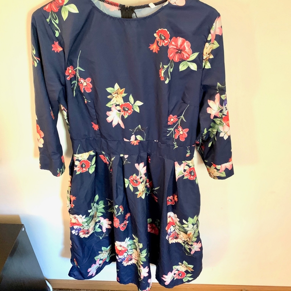 💙💗 Blue and Floral Midi Dress